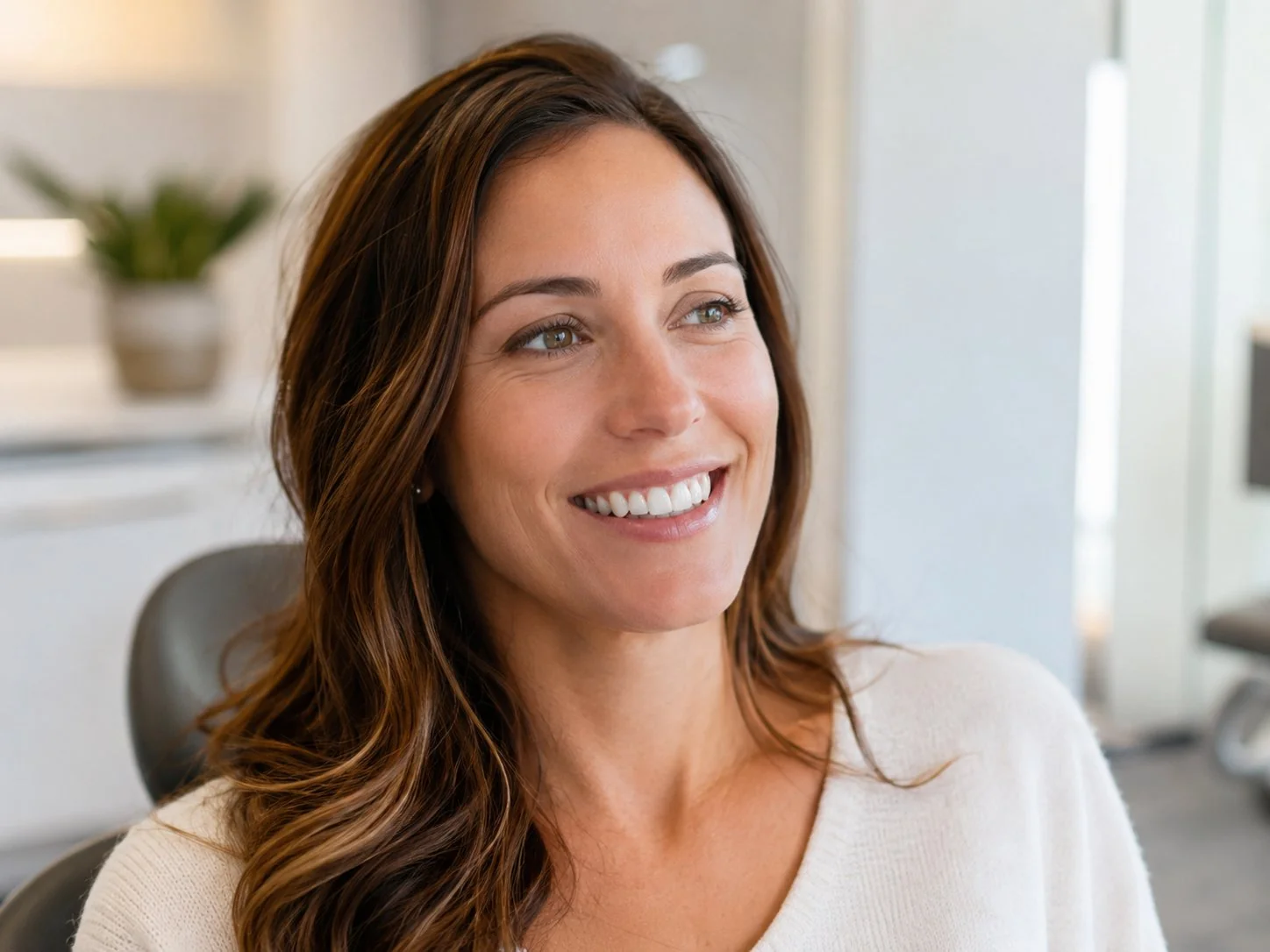 Mature Phoenix patient smiling confidently after receiving full mouth dental implants at Diamondback Dentistry