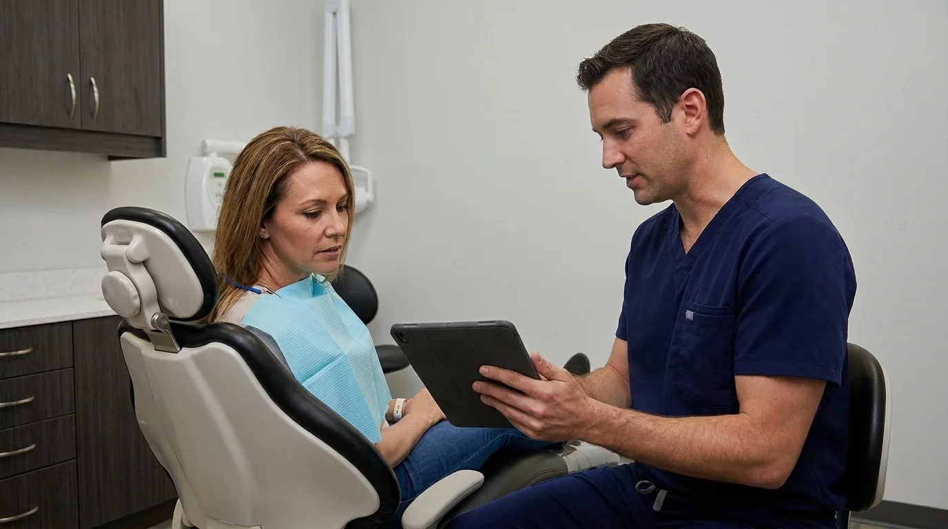 Dental patient at Diamondback Dentistry in North Phoenix considering tooth replacement options