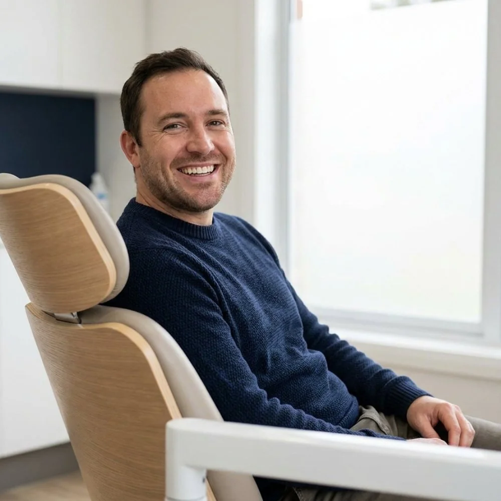 Phoenix patient smiling confidently after broken tooth repair at Diamondback Dentistry