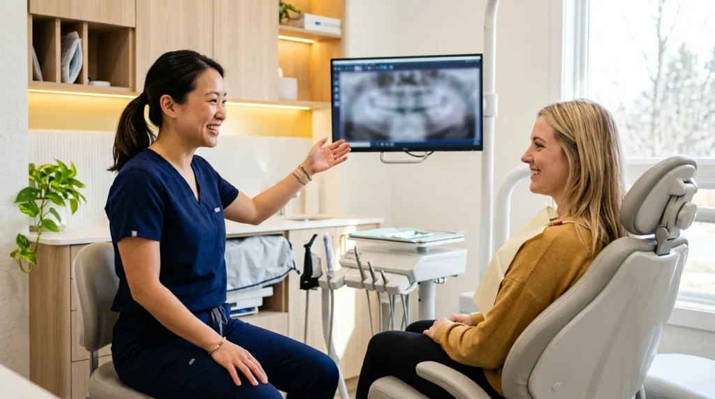 Confident North Phoenix dental patient smiling after replacing missing teeth at Diamondback Dentistry