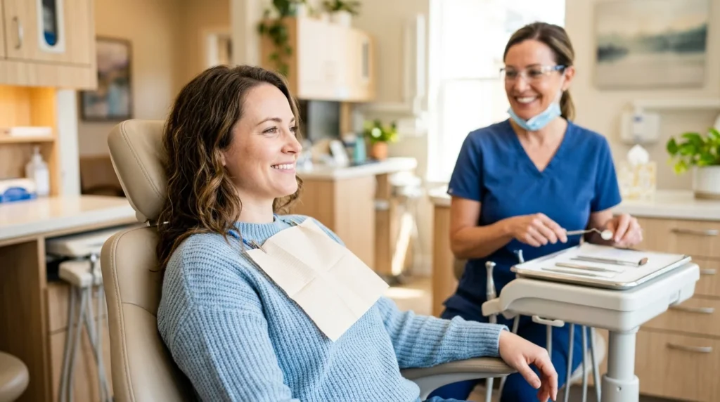Relaxed patient smiling during a routine dental checkup at Diamondback Dentistry in North Phoenix
