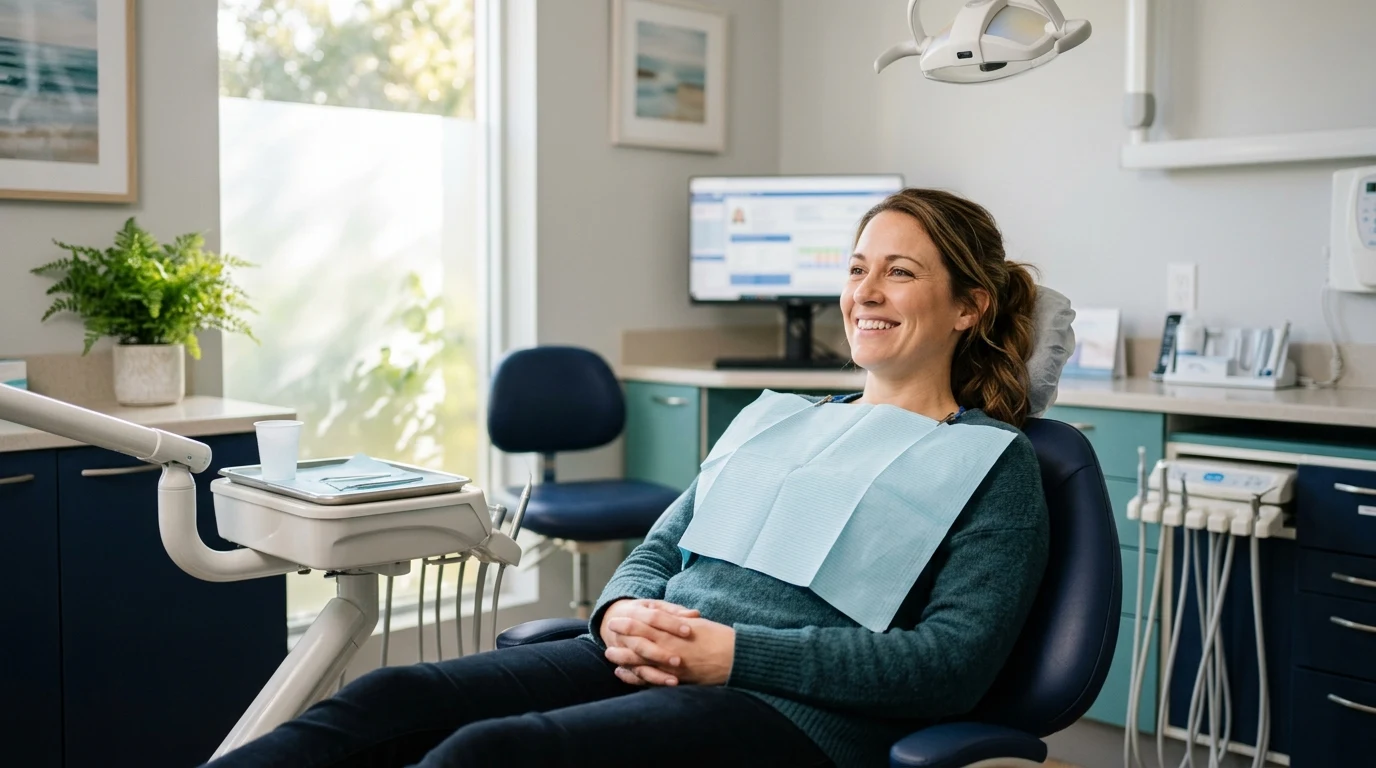 Calm patient relaxing in a dental chair before a crown appointment at a Phoenix practice