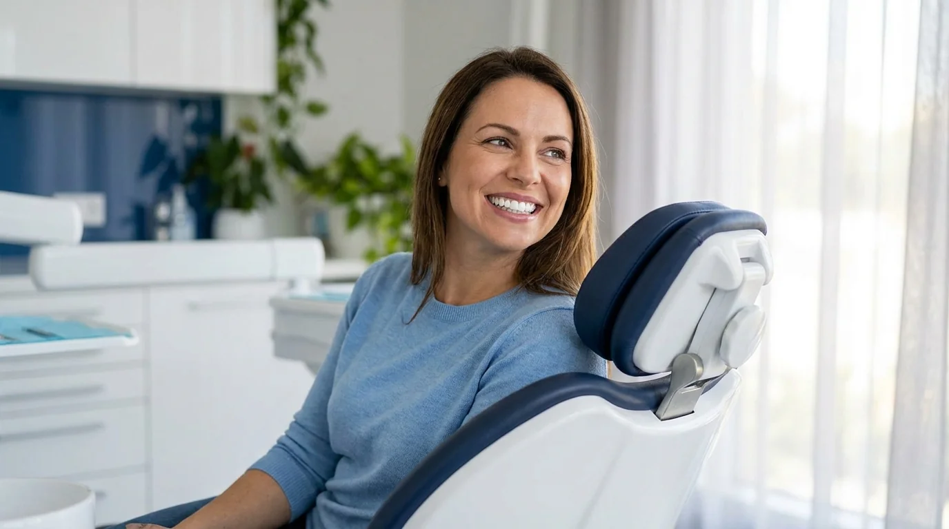Relieved patient smiling in the treatment chair after an emergency dental visit at Diamondback Dentistry in North Phoenix